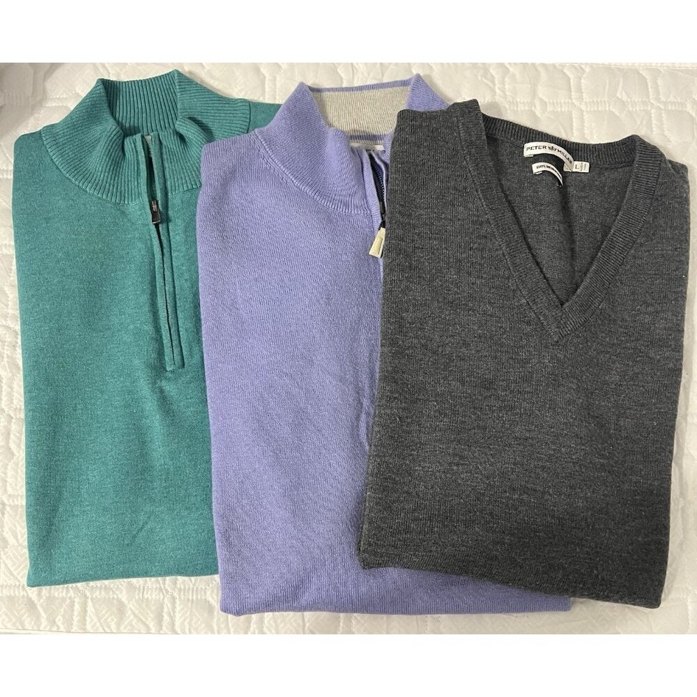 Peter Millar Sweater Vest Lot Of 3 V-Neck Quarter Zip Pullover Size L